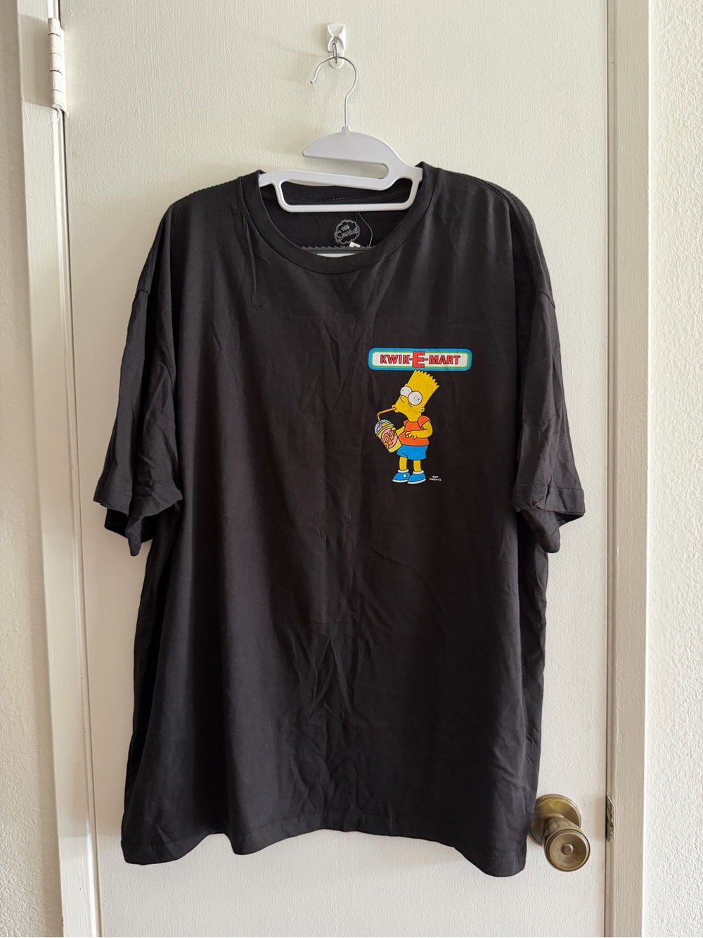 Black Short-Sleeve Graphic Tee with Bart Simpson Kwik-E-Mart Print